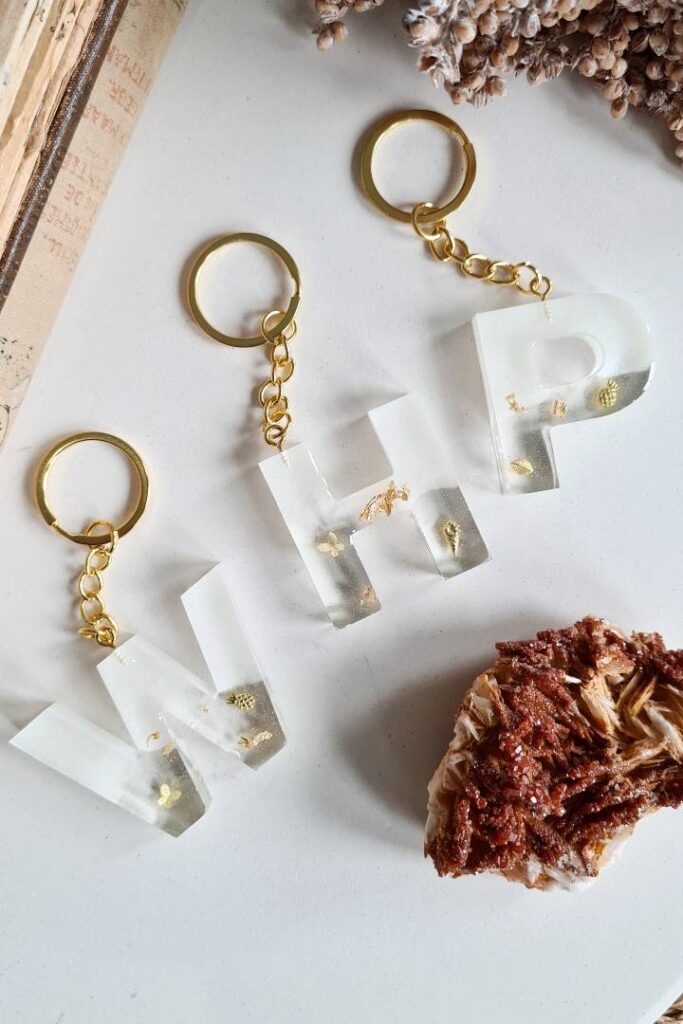 Alphabet all letters keychain white gold